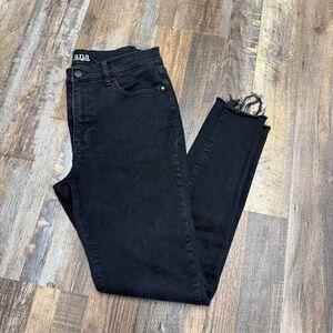 a.n.a Women's Black Frayed Hem Skinny Jeans